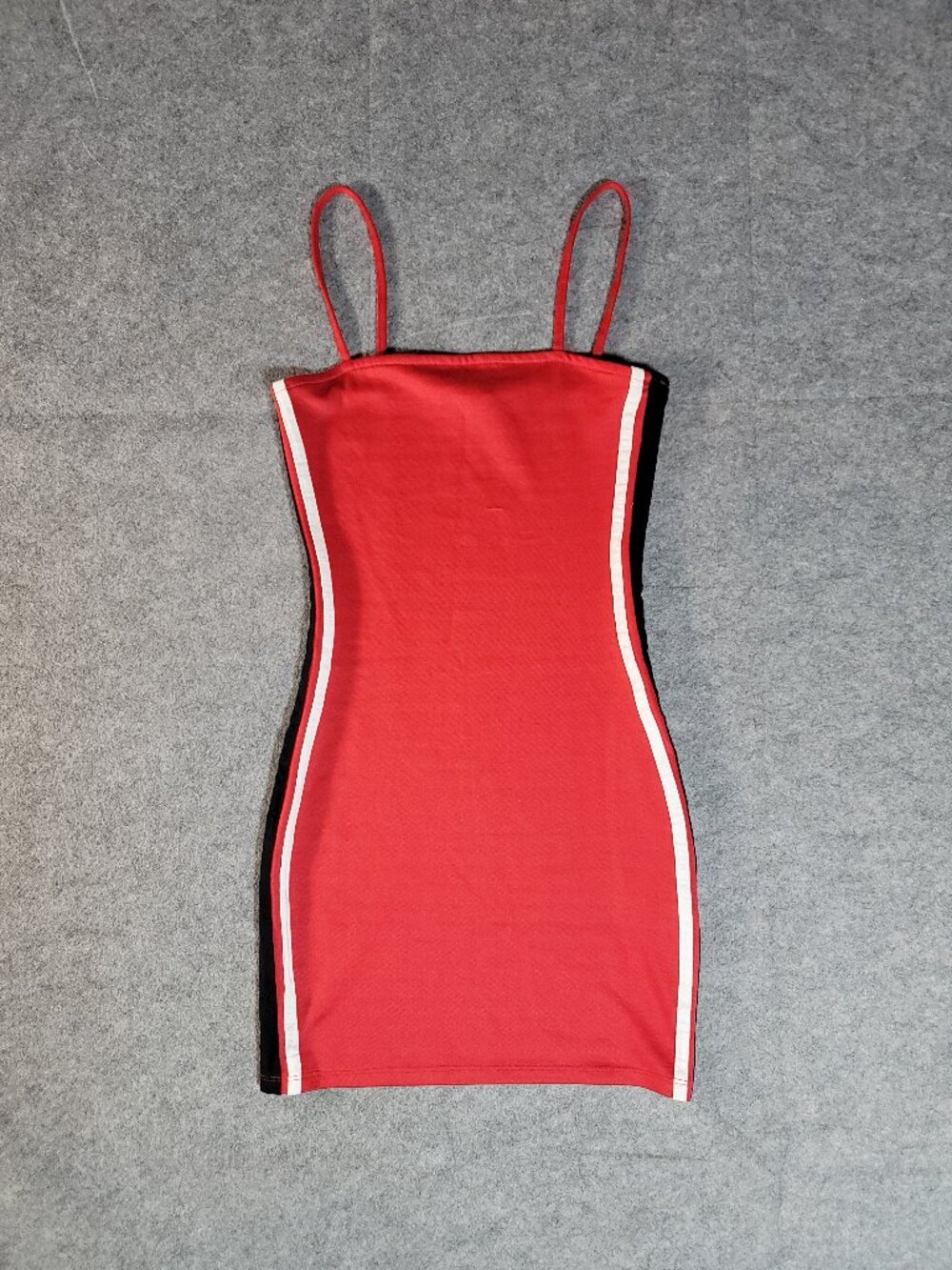 H&M Divided Red & Black Sporty Stripe Bodycon Mini Dress Size 2 Spaghetti Strap